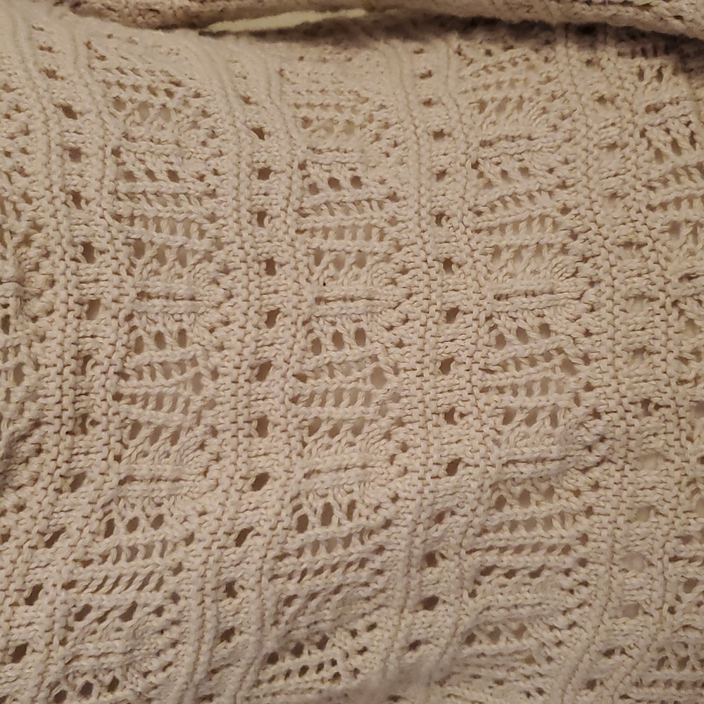 Vintage Hollister Cream Crochet Knit Crop Sweater Top Size L - Picture 5 of 5
